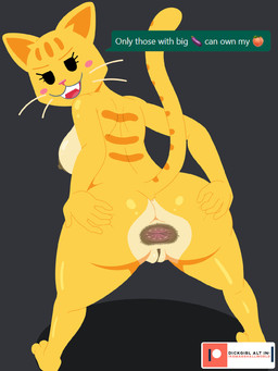 anthro anus breasts butt dark_anus dialogue emoji female genitals humanoid_genitalia humanoid_vulva nipples patreon_logo patreon_username presenting presenting_anus presenting_hindquarters solo spread_butt spreading stripes tail text vulva yellow_body ike_marshall patreon cat_emoji domestic_cat felid feline felis mammal 3:4 english_text hi_res