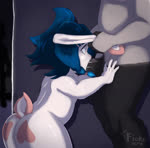 anthro asphyxiation big_butt big_penis blue_hair braided_pigtails butt butt_heart choking choking_on_penis dominant duo ear_grab ear_pull erection femboy forced forced_oral fur gag gagged gagged_drooling gagging genitals grabbing_both_ears grabbing_ear hair heart_symbol huge_butt huge_penis huge_thighs leg_grab male male/male male_penetrating nude oral oral_penetration penetration penis pushing sex short_stack simple_background size_difference slightly_chubby sound_effects streamers tail thick_thighs thigh_grab trying_to_escape white_body white_fur fiuke fiuke_bnuy zeph_(imaaahorny) bovid caprine goat lagomorph leporid mammal rabbit animated hi_res huge_filesize short_playtime sound voice_acted webm