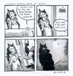 2016 4koma absurd_res anne_barnetson avian base_two_layout bird black_nose canid canine canis comic customer_service_wolf dialogue disturbed english_text feral four_frame_image grid_layout group hi_res humor mammal moon scarred_for_life shocked snout solo_focus speech_bubble text traditional_media_(artwork) two_row_layout wolf