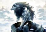 anthro biceps clothed clothing muscular muscular_anthro solo topless sky_gomi canid canine canis mammal wolf