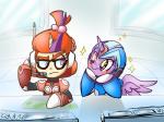 armor duo electronics eyewear feathered_wings feathers female feral fur glasses hair horn microphone multicolored_hair purple_body purple_fur purple_hair sparkles two_tone_hair wings thegreatrouge capcom friendship_is_magic hasbro mega_man_(series) mega_man_x_(series) my_little_pony mythology alia_(megaman_x) mega_man_x_(character) moondancer_(mlp) twilight_sparkle_(mlp) equid equine mammal mythological_creature mythological_equine unicorn winged_unicorn 2015 4:3 crossover hi_res