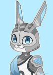 anthro blinking blue_background blue_eyes blue_mouth buckteeth clothing machine male sash simple_background solo tabard tattoo teeth dignotion justice_(miwauturu) android lagomorph leporid mammal rabbit robot animated bust_portrait digital_media_(artwork) loop portrait short_playtime signature