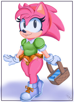 anthro basket bikini bottomwear breasts camel_toe clothing container female flat_chested gloves gold_bikini handwear nipple_outline skirt small_breasts smile solo swimwear thong two-piece_swimsuit underwear young young_female w-ry_(artist) classic_sonic_(universe) sega sonic_the_hedgehog_(series) classic_amy_rose eulipotyphlan hedgehog mammal hi_res