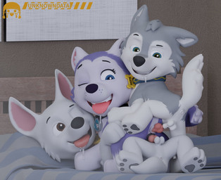 anal anal_penetration bed bodily_fluids cum cum_in_ass cum_in_vagina cum_inside female feral furniture genital_fluids group male male/female penetration sex tongue tongue_out trio vaginal vaginal_penetration young young_feral unknowndata bolt_(film) disney paw_patrol bolt_(bolt) everest_(paw_patrol) slush_(littlebolty) canid canine canis domestic_dog husky mammal nordic_sled_dog spitz 3d_(artwork) digital_media_(artwork) hi_res