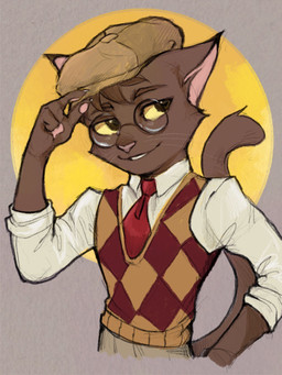 4_fingers anthro argyle_(pattern) argyle_clothing argyle_topwear argyle_vest brown_body brown_fur circle_background claws clothed clothed_anthro clothed_male clothing collared_shirt eyebrows eyewear fingers flat_cap fully_clothed fully_clothed_anthro fully_clothed_male fur glasses hat headgear headwear male male_anthro monotone_body monotone_fur necktie pattern_clothing pattern_topwear pattern_vest pawpads pink_inner_ear red_necktie shirt solo tail topwear vest wearing_glasses white_claws white_clothing white_shirt white_topwear yellow_eyes 666calistaxx_(artist) lackadaisy reuben_pepper domestic_cat felid feline felis mammal 2023 3:4 colored digital_drawing_(artwork) digital_media_(artwork) hi_res