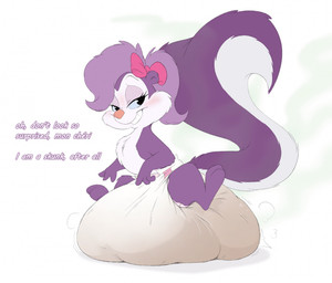 accessory anthro big_diaper black_eyes blue_sclera blush blush_lines bow_ribbon clothed clothing dialogue diaper diaper_only excessive_feces eyelashes feces feet female female_anthro female_pooping fingers fur grin hair hair_accessory hair_bow hair_ribbon half-closed_eyes huge_diaper hyper hyper_feces hyper_soiling looking_aside multicolored_body multicolored_fur narrowed_eyes pink_bow pink_nose pooping purple_body purple_ears purple_fur purple_hair purple_tail purple_text ribbons sitting smile soiling solo stink_fumes tail teeth text toes topless two_tone_body two_tone_fur two_tone_tail wearing_diaper white_body white_diaper white_fur white_tail messyszop tiny_toon_adventures warner_brothers fifi_la_fume mammal mephitid skunk 2026 english_text hi_res