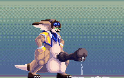 animal_genitalia animal_penis animated_gif anthro balls big_balls big_penis bodily_fluids clothing equine_genitalia equine_penis erection excessive_genital_fluids excessive_precum eyewear eyewear_on_head flared_penis genital_fluids genitals gloves goggles goggles_on_head green_eyes handwear huge_balls huge_penis hybrid_genitalia hybrid_penis hyper hyper_balls hyper_genitalia hyper_penis knot knotted_equine_penis knotted_penis male mostly_nude multicolored_body open_mouth penis precum solo throbbing throbbing_penis topwear two_tone_body vest vinvulpis canid canine fennec_fox fox mammal true_fox animated loop short_playtime