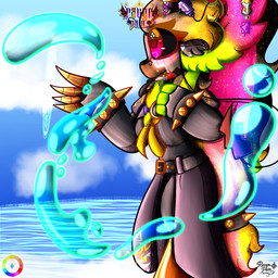 anthro belt cloud colored_sclera female hair jewelry long_hair magic magic_user sea sky solo water ravyn_pain species_request 1:1 2025 absurd_res digital_media_(artwork) hi_res
