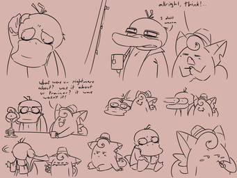 3_fingers anthro beak beer_mug bent_arm black_eyes brown_background brown_beak brown_clothing brown_eyes brown_hat brown_headwear brown_jacket brown_mouth brown_tail brown_topwear closed_beak closed_frown clothed clothed_female clothing container counter cup curly_hair dialogue duo empty_eyes fangs feet female fingers fist frown frowning_at_another hair hat hat_only head_turned headgear headgear_only headwear headwear_only hitting_another hitting_head holding_container holding_cup holding_lighter holding_mug holding_object holding_teapot jacket light lighter looking_at_another male membrane_(anatomy) mostly_nude mostly_nude_male motion_lines mouth_closed mug narrowed_eyes noseless notched_ear open_clothing open_frown open_jacket open_mouth open_topwear pouring_liquid semi-anthro simple_background sitting squint tail talking_to_another tea_bag teapot teeth text thin_eyebrows tired_eyes toes toothpick toothpick_in_mouth topwear webbed_feet worried_look yelling insertthenewblhere nintendo pokemon detective_clefairy detective_psyduck fan_character clefairy generation_1_pokemon pokemon_(species) psyduck 2025 4:3 colored digital_drawing_(artwork) digital_media_(artwork) english_description english_text hi_res lighting multiple_images shaded