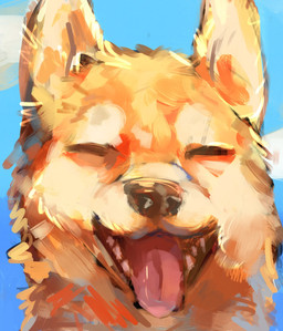 ambiguous_gender anthro black_nose breath eyes_closed female feral male panting pink_tongue solo tongue koldiablo canid canine canis domestic_dog mammal shiba_inu spitz hi_res