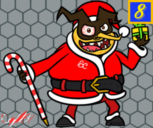 4_fingers antennae_(anatomy) belt belt_buckle black_belt black_clothing black_footwear black_shoes bloodshot_eyes bottomwear brown_antennae brown_hands buckle cane chipped_tooth christmas_clothing christmas_headwear christmas_present clothed clothed_humanoid clothed_male clothing coat costume fingers footwear fully_clothed fully_clothed_humanoid fully_clothed_male furrowed_eyebrows gift grey_background hat headgear headwear holding_cane holding_gift holding_object holidays long_nose looking_at_viewer male markings not_furry number open_mouth open_smile orange_eyes orange_spots overweight overweight_humanoid overweight_male pants pattern_background pointy_nose red_bottomwear red_clothing red_coat red_hat red_headwear red_pants red_topwear santa_costume santa_hat shoes simple_background smile smiling_at_viewer solo spots spotted_body spotted_skin text_box topwear yellow_body yellow_skin captainquack64 christmas playtonic_games yooka-laylee capital_b animal_humanoid arthropod arthropod_humanoid bee_humanoid humanoid hymenopteran hymenopteran_humanoid insect insect_humanoid 2022 digital_drawing_(artwork) digital_media_(artwork) english_description flat_colors full-length_portrait hi_res portrait signature