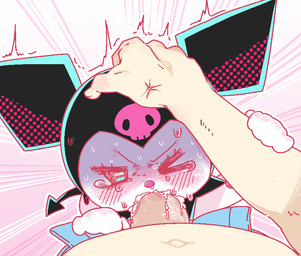 anthro anthro_penetrated dominant dominant_male duo ejaculation fellatio female first_person_view genitals human_on_anthro human_penetrating human_penetrating_anthro human_pov humanoid_genitalia humanoid_penis interspecies male male/female male_pov one_eye_closed oral penetration penile penis sex spade_tail submissive submissive_female tail pinkmelonsfw onegai_my_melody sanrio kuromi demon human lagomorph leporid mammal rabbit