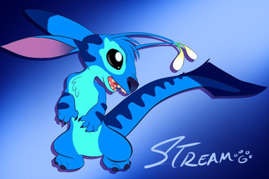 4_fingers antennae_(anatomy) arm_markings black_eyes blue_background blue_body blue_claws blue_fur blue_nose chest_tuft claws fingers fur gradient_background head_markings head_tuft long_tail markings multicolored_antennae occipital_markings open_mouth simple_background solo standing tail text tuft white_crest_(artist) disney lilo_and_stitch fan_character stream_(experiment_762) alien experiment_(lilo_and_stitch) 2015 3:2 blue_theme character_name english_text