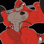 abs balls biceps big_biceps big_muscles big_pecs big_penis erection exercise fur genitals huge_penis male multicolored_body muscular muscular_male obliques pecs penis red_body solo teeth telegram_sticker weightlifting workout morinetsu nintendo pokemon generation_3_pokemon groudon legendary_pokemon pokemon_(species) 1:1 animated short_playtime