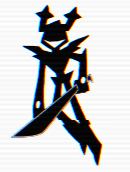 ambiguous_gender anthro glitch knight melee_weapon solo sword warrior weapon idiotbox deltarune undertale_(series) roaring_knight humanoid lightner hi_res monochrome