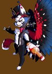 alcohol beverage black_body black_fur bottomwear clothed clothing fur hat headgear headwear male pants solo tail white_body white_fur kui_lin_chen hazbin_hotel husk_(hazbin_hotel) felid feline hybrid mammal absurd_res hi_res