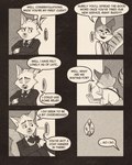 2023 4:5 anthro black_and_white clothing comic dialogue domestic_cat duo english_text felid feline felis glory_hole hi_res lackadaisy male male/male mammal monochrome rocky_rickaby sedgewick_sable sexylinguini sitting speech_bubble suit text