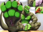 4_toes 5_fingers abs anthro biceps big_feet bulge bulge_sniffing claws clothed clothing countershade_face countershade_torso countershading cutaway detailed_bulge extreme_size_difference feet finger_claws fingers foot_fetish foot_focus foot_lick foot_play fur green_hair green_pawpads group hair licking looking_down looking_down_at_another male male/male micro muscular muscular_anthro muscular_male muscular_thighs neck_tuft on_foot pawpads paws pecs purple_body purple_fur size_difference smile sniffing sniffing_clothes stuck_to_foot toe_claws toes tongue tongue_out tuft underwear underwear_only underwear_sniffing allandox ankou_(nommz) thomas_green ailurid canid canine mammal mouse murid murine red_panda rodent 4:3 absurd_res hi_res