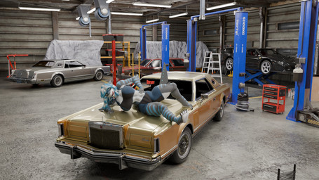 anthro big_breasts breasts car clothed clothing eyewear female female_anthro garage glasses lying muscular muscular_female on_car on_side solo vehicle wearing_glasses xeeorio annoad_(modeler) warfaremachine_(modeler) ferrari ferrari_f40 lincoln_(car_brand) lincoln_continental nika_sharkeh aquatic fish shark 16:9 3d_(artwork) digital_media_(artwork) hi_res widescreen