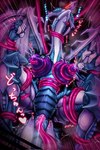 animal_genitalia anthro areola bdsm blush bondage bound breasts claws cloaca cloacal cloacal_penetration female genitals membrane_(anatomy) membranous_wings nipples nude penetration solo spread_legs spreading tentacle_penetration tentacles wings yellow_eyes kanakakia konami mythology yu-gi-oh! stardust_dragon dragon duel_monster mythological_creature mythological_scalie scalie hi_res