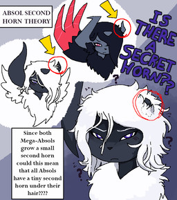 2_horns black_body black_hair black_horn black_nose black_skin blush blush_lines female frown grey_body grey_horn grey_skin hair hair_over_eye horn neck_tuft pupils purple_eyes red_wings text text_box tuft white_hair white_pupils white_wings wings commonbleat nintendo pokemon pokemon_legends_z-a absol generation_3_pokemon generation_6_pokemon generation_9_pokemon mega_absol mega_absol_z mega_evolution pokemon_(species) english_text