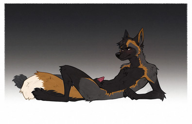 animal_genitalia anthro arm_tuft blush chest_tuft claws countershade_accent dipstick_tail elbow_tuft fur genitals gradient_background hair male markings multicolored_body multicolored_fur nude nude_anthro nude_male orange_eyes pawpads paws penis penis_tip pointy_ears prick_ears reclining sheath simple_background solo tail tail_markings toe_claws tuft ershd dashwood_fox canid canine fox mammal red_fox true_fox 2026 digital_media_(artwork) hi_res