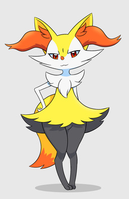 :3 ambiguous_anthro ambiguous_gender anthro biped digitigrade dipstick_tail front_view hand_on_hip looking_at_viewer markings mouth_closed narrowed_eyes simple_background solo standing tail tail_markings renbxn nintendo pokemon braixen canid generation_6_pokemon mammal pokemon_(species) 2026 cel_shading digital_drawing_(artwork) digital_media_(artwork) english_description full-length_portrait hi_res portrait shaded
