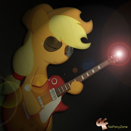 blonde_hair clothing electric_guitar eyewear female feral guitar hair hat headgear headwear lens_flare musical_instrument playing_guitar playing_music plucked_string_instrument simple_background solo string_instrument sunglasses toony noponyzone friendship_is_magic hasbro my_little_pony applejack_(mlp) duane_allman earth_pony equid equine horse mammal pony 1:1