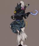 anthro breasts clothed clothing female fingerless_gloves gas_mask gloves handwear mask melee_weapon polearm scythe solo standing weapon adeloo blizzard_entertainment overwatch emily_(adeloo) roadhog_(overwatch) equid equine horse mammal hi_res