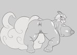 all_fours anthro anus big_breasts breasts butt feet female genitals hair huge_breasts long_hair looking_back presenting presenting_hindquarters pussy solo artply nintendo pokemon generation_6_pokemon mega_ampharos mega_evolution pokemon_(species) hi_res monochrome