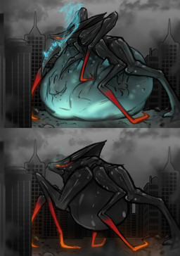 abdominal_bulge bad_end belly big_belly death digested digestion digestion_sequence duo fatal_vore female female_pred forced giant_monster glowing glowing_eyes glowing_insides male male/female male_prey open_mouth oral_vore tail unwilling_prey vore weight_gain eviltqf godzilla_(series) monsterverse toho godzilla godzilla_(2014) kaiju monster muto_(godzilla) reptile scalie digital_media_(artwork) hi_res