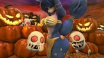 anthro big_breasts big_butt bottomwear breasts butt clothing defeated excited female food fruit group hanging_by_arms holidays loincloth plant pumpkin pumpkin_patch questionable_consent restrained sleeping until_they_like_it furchev warfaremachine_(modeler) halloween nintendo star_fox krystal_(star_fox) boom_boo_(sonic) canid canine fox ghost mammal spirit 3d_(artwork) absurd_res digital_media_(artwork) hi_res huge_filesize source_filmmaker_(artwork)