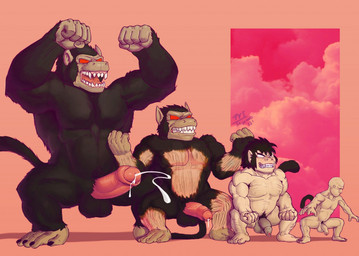 anthro balls biped black_body black_fur bodily_fluids cum ejaculation erection feet flaccid foreskin fur genital_fluids genitals hair half-erect hands-free humanoid_genitalia humanoid_penis male muscular muscular_anthro muscular_male nude open_mouth orgasm orgasm_from_transformation partially_retracted_foreskin penis prehensile_feet pubes red_eyes simple_background solo toes transformation unretracted_foreskin seyrmo dragon_ball dragon_ball_z alien haplorhine humanoid mammal monkey oozaru primate 2018