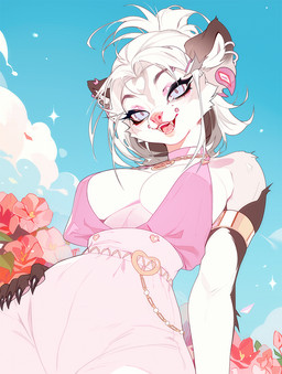anthro biped bottomwear breasts claws clothed clothed_anthro clothed_female clothing cloud day female fingers front_view fully_clothed fully_clothed_anthro fully_clothed_female fur hair outside piercing sky smile solo standing teeth tongue topwear black_gargoyley domestic_cat felid feline felis mammal 2026 digital_drawing_(artwork) digital_media_(artwork) hi_res