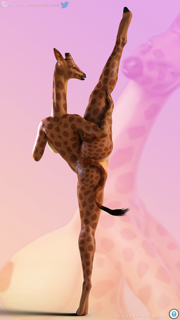 anthro big_breasts big_butt breasts butt female flexible horn long_legs long_neck mature_anthro mature_female one_leg_up ossicone raised_leg rear_view solo splits spread_legs spreading standing tall thick_thighs vertical_splits wide_hips loneclaw sigrid_(loneclaw) giraffe giraffid mammal 3d_(artwork) 9:16 daz_studio_(artwork) digital_media_(artwork) hi_res