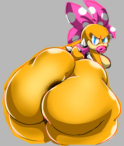 accessory anthro anus big_butt bow_ribbon bow_tie butt female hair_accessory hair_bow hair_ribbon huge_butt looking_at_viewer looking_back nude ribbons shell solo tail thick_thighs rougethedaisy mario_bros nintendo koopaling wendy_o._koopa absurd_res hi_res