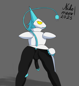 anthro anus balls black_body blue_flesh blue_hair crossgender ftm_crossgender genitals grey_background hair male penis presenting presenting_anus presenting_balls presenting_penis simple_background solo tail yellow_eyes nikomeow deltarune undertale_(series) tasque_manager absurd_res hi_res