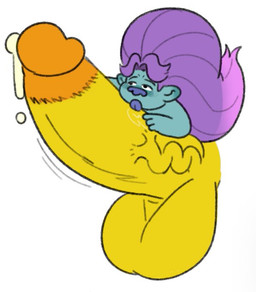 blue_body bodily_fluids circumcised duo female genital_fluids genitals gynomorph hair intersex licking male male/female motion_lines oral penile penis penis_lick precum purple_hair sex tongue vein veiny_penis yellow_penis anommyself dreamworks trolls_(dreamworks) brandy_(trolls) bruce_(trolls) humanoid troll_(mythology) troll_(trolls) vacaytioner_(species)
