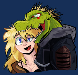 anthro armor biped bite blonde_hair blue_eyes breasts clothed clothed_anthro clothed_female clothed_human clothed_male clothing duo female green_body green_scales hair head_bite human_on_anthro interspecies long_hair looking_at_viewer male male/female medium_breasts open_mouth open_smile scales sharp_teeth simple_background smile teeth transparent_background unlimited-edge dorohedoro kaiman_(dorohedoro) nikaido_(dorohedoro) crocodile crocodilian human mammal reptile scalie 2025 alpha_channel colored hi_res