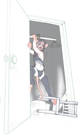 4_toes 5_fingers albino anthro asphyxiation balls_in_panties balls_in_underwear bra chair clothed clothing crossdressing cyanosis eyebrows feet femboy fingers fur furniture garter_straps hair hanged imminent_death legwear long_hair makeup male mascara navel noose panties penis_in_panties raised_inner_eyebrows red_eyes ruined_makeup running_makeup running_mascara sad solo struggling suicide tail thigh_highs toes underwear white_body white_fur mrhart damian_(stilled) mammal murid murine rat rodent 2025 hi_res story story_in_description