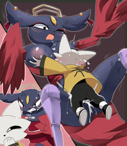 anthro anthro_on_anthro anthro_penetrated anthro_penetrating anthro_penetrating_anthro areola big_breasts black_nose blush bodily_fluids bottomless bottomless_anthro bottomless_female breasts butt clothed clothed_anthro clothed_male clothing cum cum_in_vagina cum_inside duo ear_piercing female female_anthro female_penetrated forehead_gem fully_clothed fully_clothed_anthro fully_clothed_male fur gem genital_fluids holding_pregnancy_test huge_breasts impregnation larger_anthro larger_female larger_penetrated male male/female male_anthro male_penetrating male_penetrating_female nipples one_eye_closed open_mouth penetration piercing pregnancy_test sex size_difference smaller_anthro smaller_male spread_legs spreading tears thick_thighs lets0020 nine_sols red_candle_games goumang_(nine_sols) yi_(nine_sols) felid feline mammal solarian hi_res