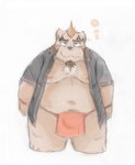 anthro asian_clothing belly blush brown_body brown_fur clothing east_asian_clothing fundoshi fur japanese_clothing kemono male mature_male moobs navel nipples overweight overweight_male red_clothing red_fundoshi red_underwear simple_background solo underwear white_background snow_utamaru bear mammal 2014