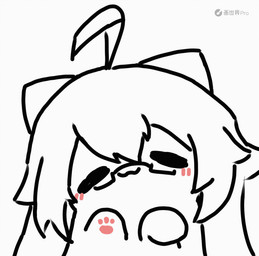 ahoge animated_gif ay blush blush_lines ear_twitch feral hair happy kneading pawpads paws phony pink_blush pink_pawpads quadruped smile solo domestic_cat felid feline felis mammal animated black_and_white digital_drawing_(artwork) digital_media_(artwork) half-length_portrait monochrome portrait short_playtime spot_color