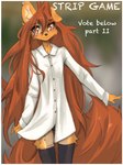 anthro brown_eyes brown_hair brown_tail clothed clothed_anthro clothed_female clothing dress_shirt ear_piercing female fingers front_view fully_clothed fully_clothed_anthro fully_clothed_female fur hair inner_ear_fluff leg_tattoo legwear long_hair long_tail looking_at_viewer neck_tattoo one_ear_up piercing shirt smile solo standing tail tan_body tan_fur tattoo text thigh_highs thigh_tattoo topwear tuft tinygaypirate apogee_(tinygaypirate) canid canine canis domestic_dog mammal 2025 3:4 digital_media_(artwork) english_text hi_res