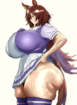 animal_ears animal_tail big_breasts big_butt blush bodily_fluids bottomwear breasts brown_hair butt clothed clothing clothing_lift ear_piercing female female_humanoid from_side glistening glistening_body glistening_skin hair horse_ears horse_tail huge_breasts huge_butt long_hair long_socks looking_down piercing purple_clothing red_eyes school_uniform side_boob side_butt skirt skirt_lift small_waist solo sweat sweaty_legs sweaty_thighs tail thick_thighs tied_hair uniform white_clothing wide_hips l1mpbizkit cygames uma_musume_pretty_derby sirius_symboli_(pretty_derby) animal_humanoid equid equid_humanoid equine equine_humanoid humanoid mammal mammal_humanoid 2026 absurd_res digital_drawing_(artwork) digital_media_(artwork) hi_res