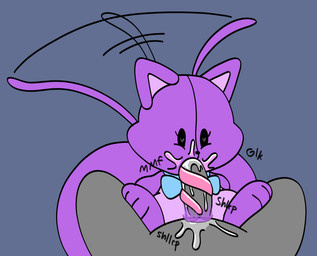 anthro big_breasts big_butt big_penis black_eyes bodily_fluids breasts butt duo faceless_character faceless_male fellatio female female_focus genitals grey_background heart_symbol huge_breasts huge_butt licking long_tongue male male/female onomatopoeia oral oral_penetration penetration penile penis penis_lick plushie purple_body saliva saliva_on_penis sex simple_background solo_focus sound_effects text thick_thighs tongue tongue_out tonguejob whiskers wide_hips gremlingrounded lovedoll_toy_factory anon catti_(gremlingrounded) animate_inanimate domestic_cat felid feline felis mammal 2022 absurd_res digital_drawing_(artwork) digital_media_(artwork) hi_res