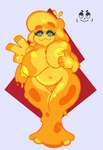 big_breasts breasts female huge_breasts slightly_chubby slightly_chubby_female slime solo thick_thighs emovulpes ikiis humanoid hybrid