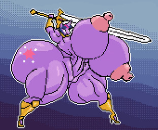 anthro areola big_areola big_breasts big_butt big_nipples breasts butt clothing cutie_mark female footwear footwear_only genitals high_heels horn huge_breasts huge_butt huge_hips huge_thighs hyper hyper_breasts hyper_butt hyper_hips hyper_thighs melee_weapon mostly_nude muscular nipples shoes shoes_only solo sword thick_thighs vulva weapon wide_hips inclinedtrunk friendship_is_magic hasbro my_little_pony mythology twilight_sparkle_(mlp) equid equine mammal mythological_creature mythological_equine unicorn animated digital_media_(artwork) high_framerate pixel_(artwork)