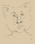 anthro bodily_fluids eyebrows fur humanoid_face large_nose male simple_background solo tan_background tears yellow_and_black jubb cats_(movie) domestic_cat felid feline felis humanoid mammal 2019 bust_portrait monochrome portrait signature