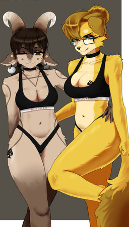ace_of_spades agitated annoyed anthro bent_leg black_clothing black_underwear blacked_(kink) blonde_hair bra breasts brown_arms brown_body brown_eyes brown_fur brown_hair brown_legs clenched_teeth clothed clothing cobblestone curvy_figure duo ear_piercing ear_ring eyebrows eyewear eyewear_on_face female fluffy fluffy_tail fur fur_markings glasses glistening glistening_eyes hair hair_bun holding_waist horn looking_at_viewer markings navel occult occult_symbol one_eye_closed pentagram piercing pose questionable_consent raceplay raised_leg red_eyes ring_piercing skimpy smile smiling_at_viewer spade_tattoo spots spotted_ears symbol tail teeth thong uncomfortable underwear wearing_glasses white_sclera wink winking_at_viewer yellow_arms yellow_body yellow_fur yellow_legs yellow_sclera weird_furry_guy soyjak.party wikipedia femjanny furcobble bird_dog bovid canid canine canis caprine domestic_dog goat golden_retriever humanoid hunting_dog mammal retriever absurd_res digital_drawing_(artwork) digital_media_(artwork) hi_res